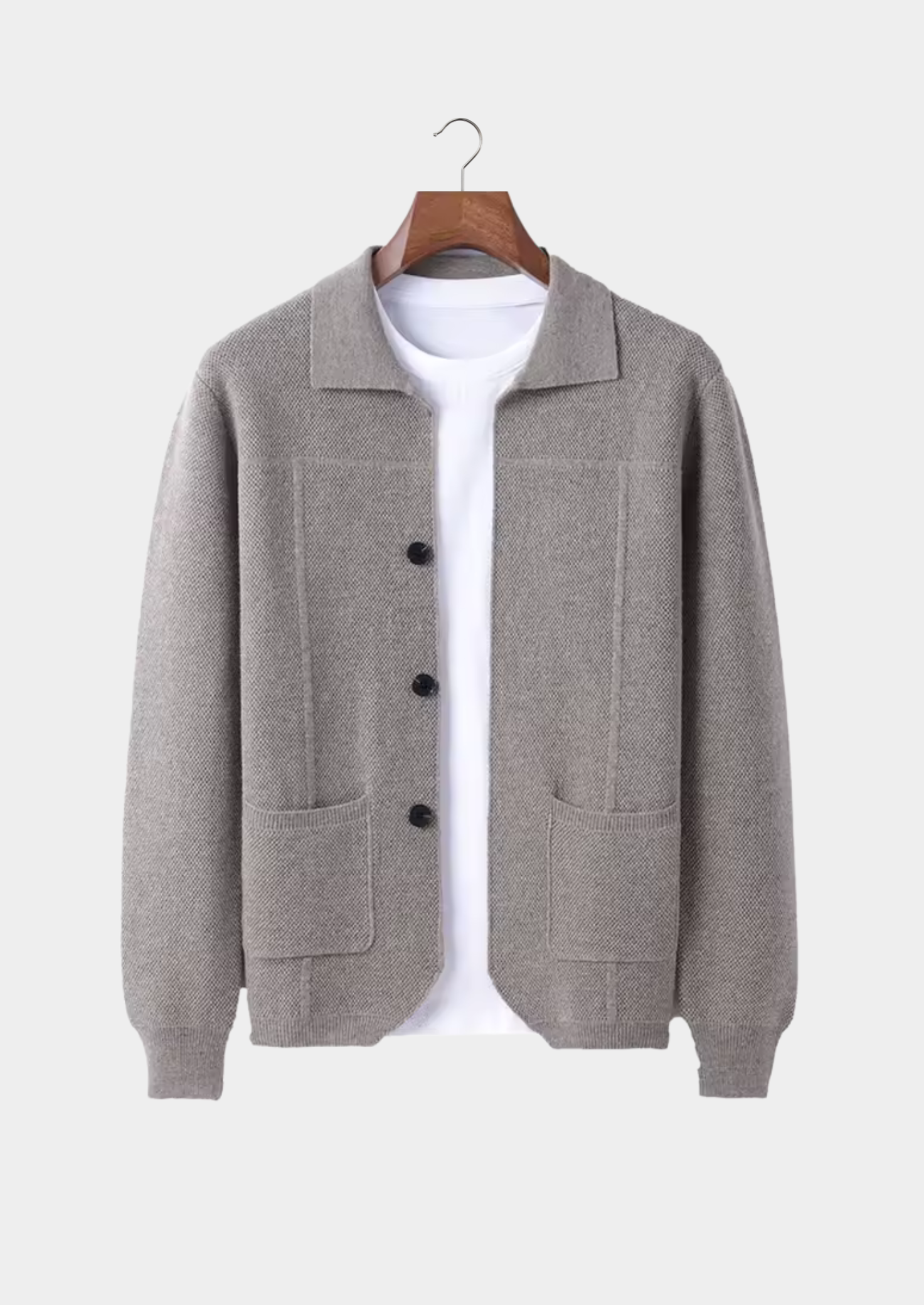 PURE EXTRA-FINE MERINO WOOL BUTTON OVERSHIRT