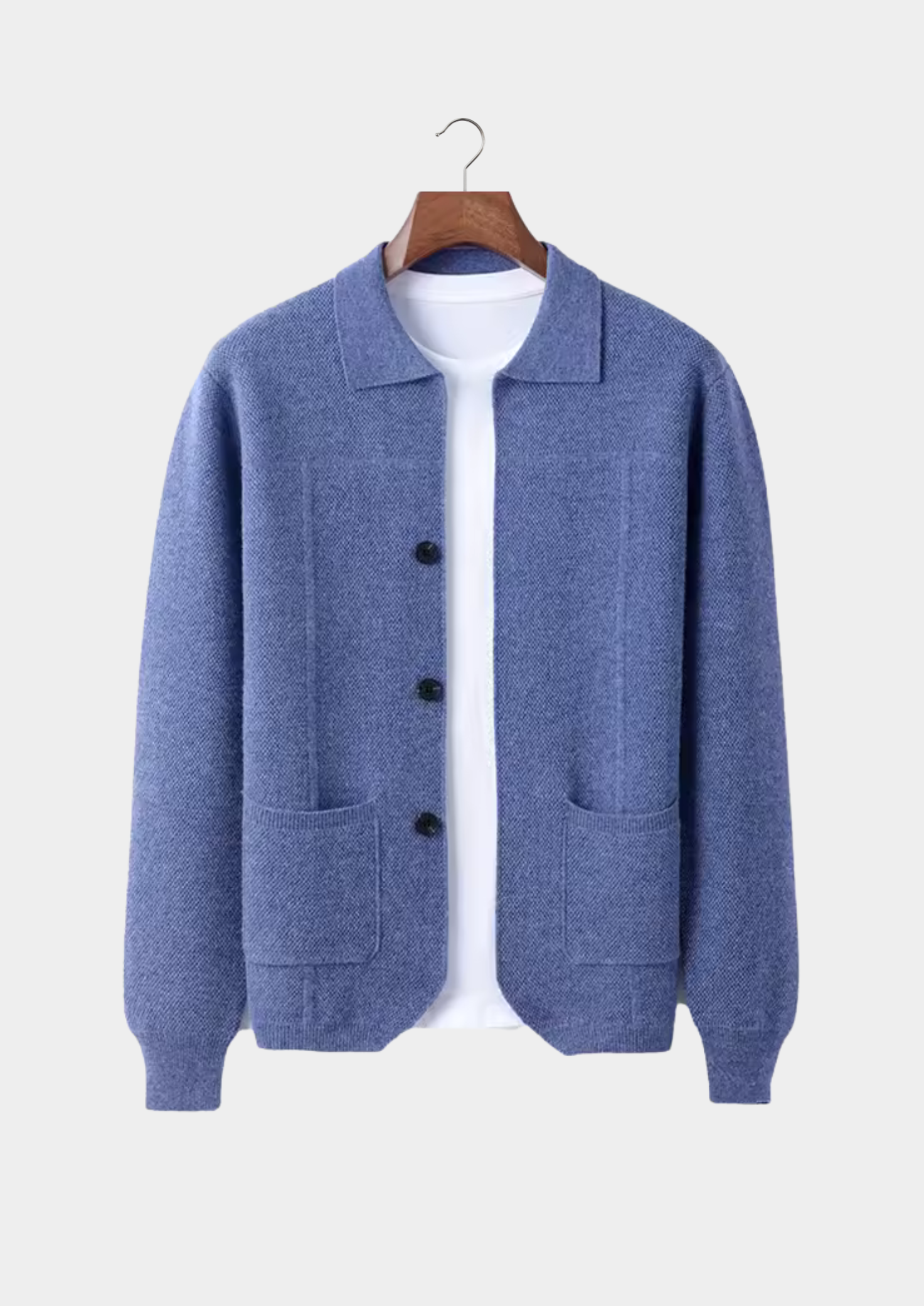 PURE EXTRA-FINE MERINO WOOL BUTTON OVERSHIRT