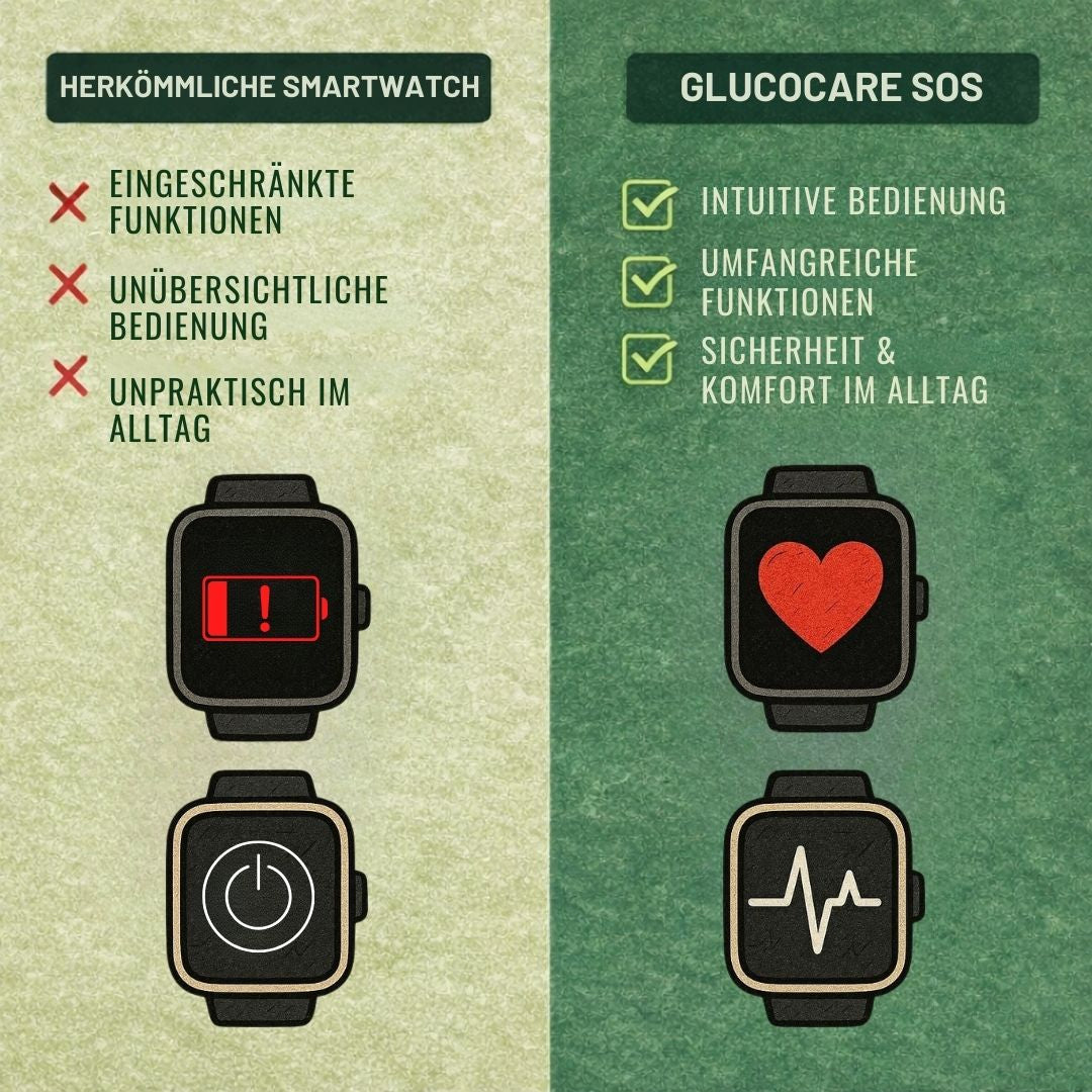 GlucoCare SOS - mit SOS-Funktion inkl. Sturzerkennung & zertifizierte Blutzuckermessung (2026) - Original