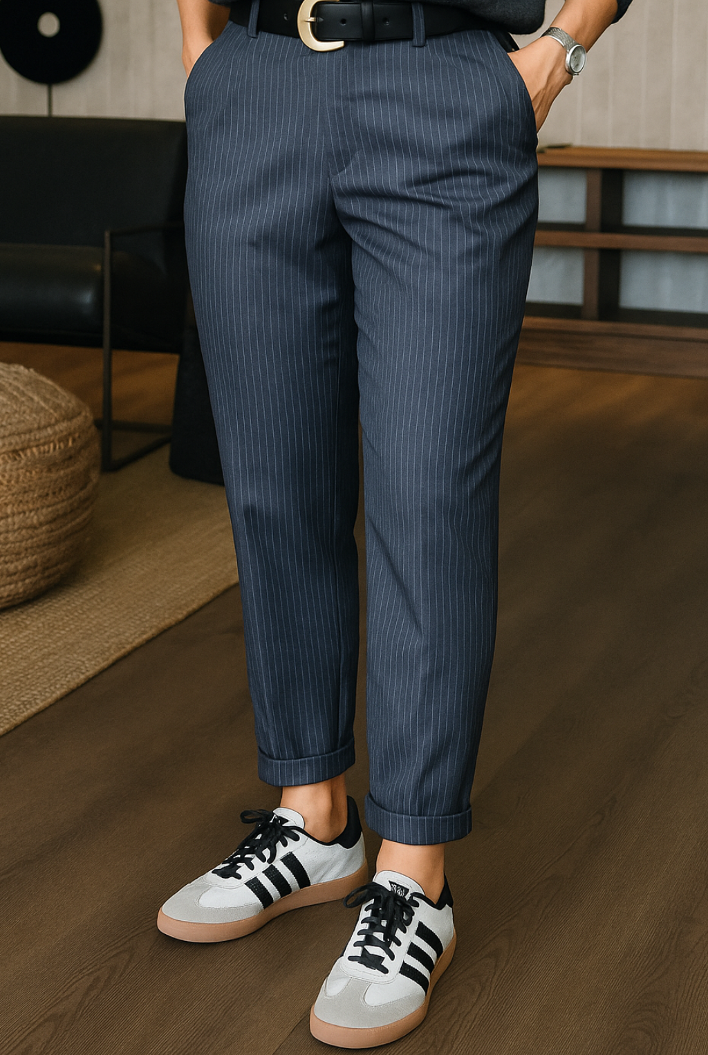 1+1 GRATIS MATHILDA | ELEGANTE, FIGURSCHMEICHELNDE HOSE MIT STREIFEN