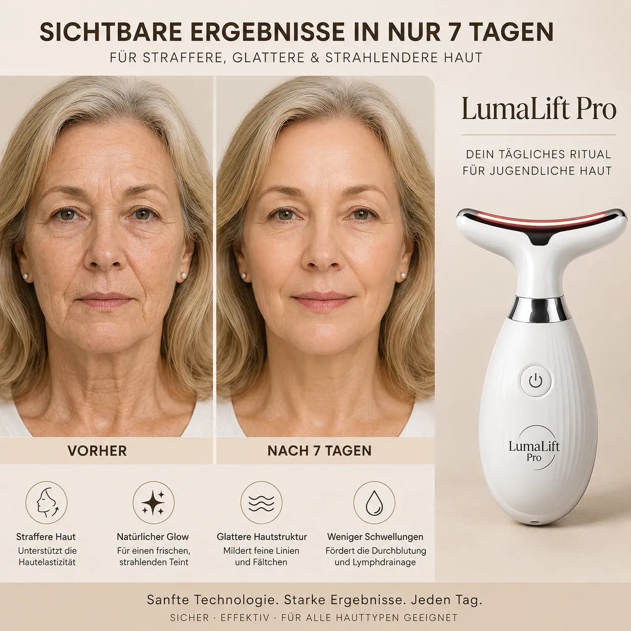 LumaLift Pro – 3-in-1 Straffungs- & Massagegerät für Gesicht, Arme & Körper